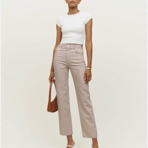 Reformation Brown Striped Straight Leg Jeans